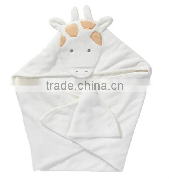 China supplier applique cotton terry security pattern animal head plush baby blanket