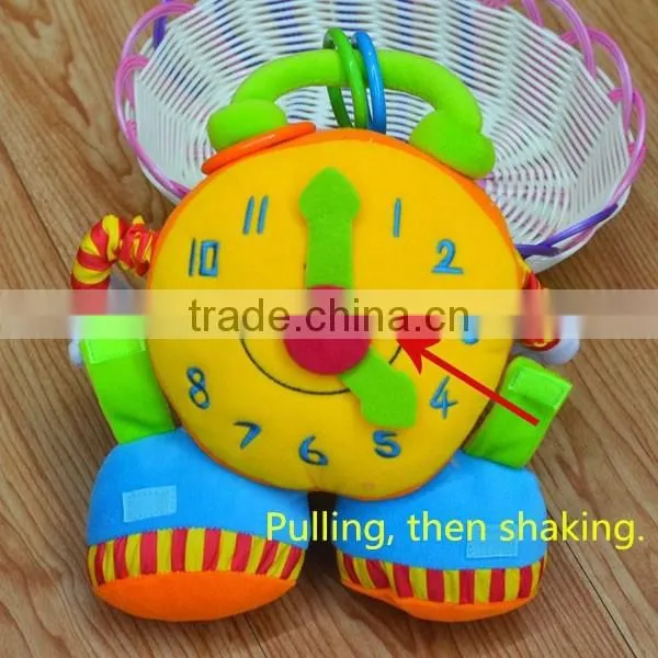 Funny shaking clock baby educational plush toys baby bed hanging toys