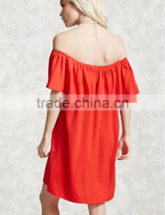 Fashion dress 2016 women clothing Black Off Shoulder Ruffle Sheath women dress