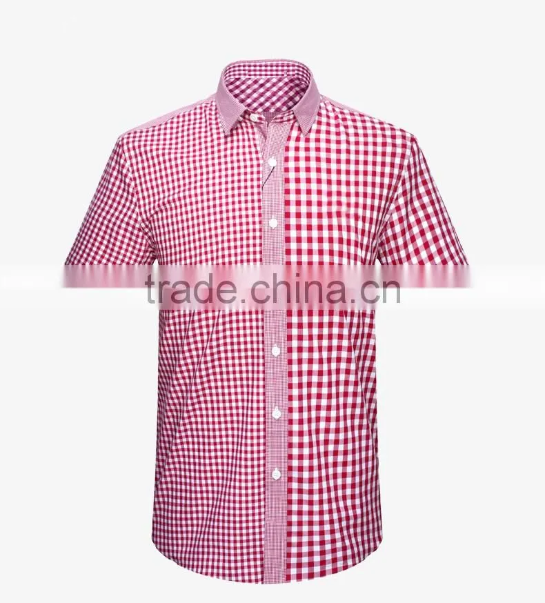 2017 short sleeve gingham shirts for boys youth