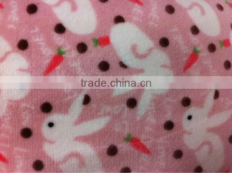 New arrived, 2013 bunny print pattern ,double-side ,surper soft ,printed flannel velvet fabric