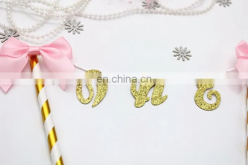 Newest One with Bow Baby Girl/Boy Birthday Paper Cake Bunting
