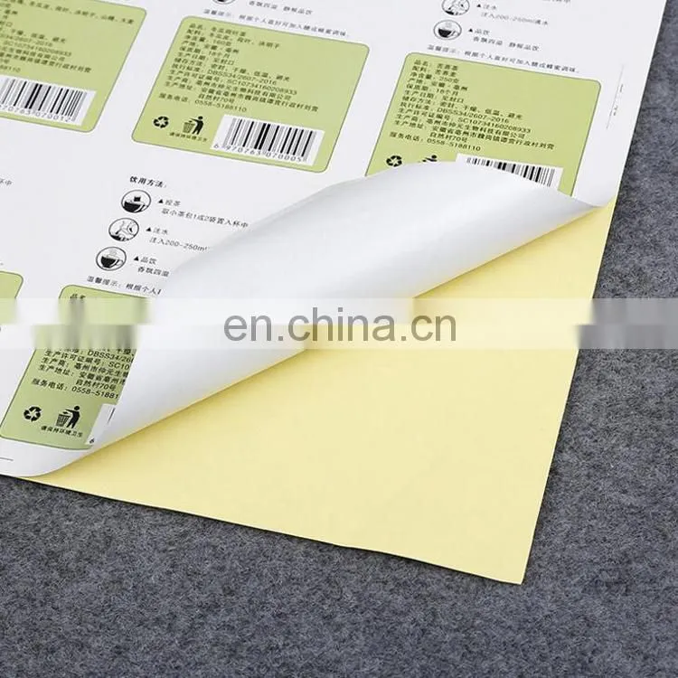 factory manufacture customized self adhesive sticker for food/ beverage,colorful piece label printing