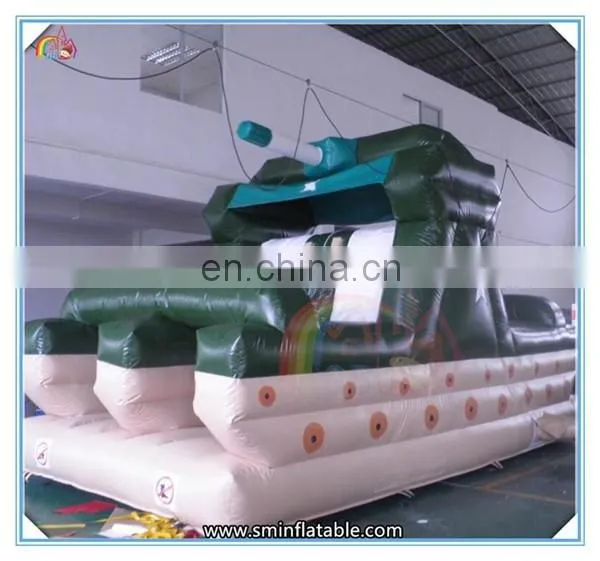 2016 New design inflatable tank bouncy castle,inflatable bouncer combo obstacle course,inflatable obstacle course with slide