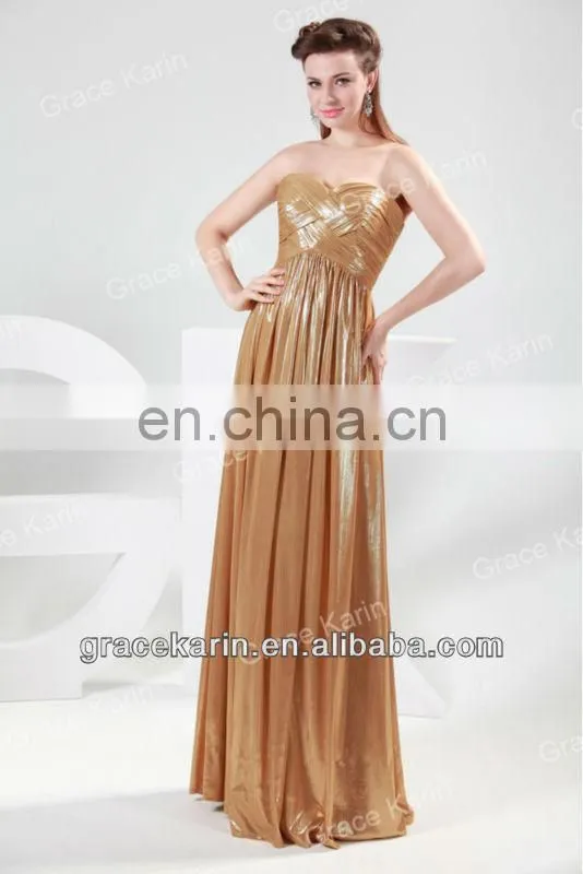 2015 Luxurious Golden Evening Prom Party Gowns Long Dresses CL4418