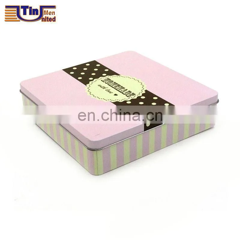 Middle Square Cookie Glossy Varnish Shinny Tin Box