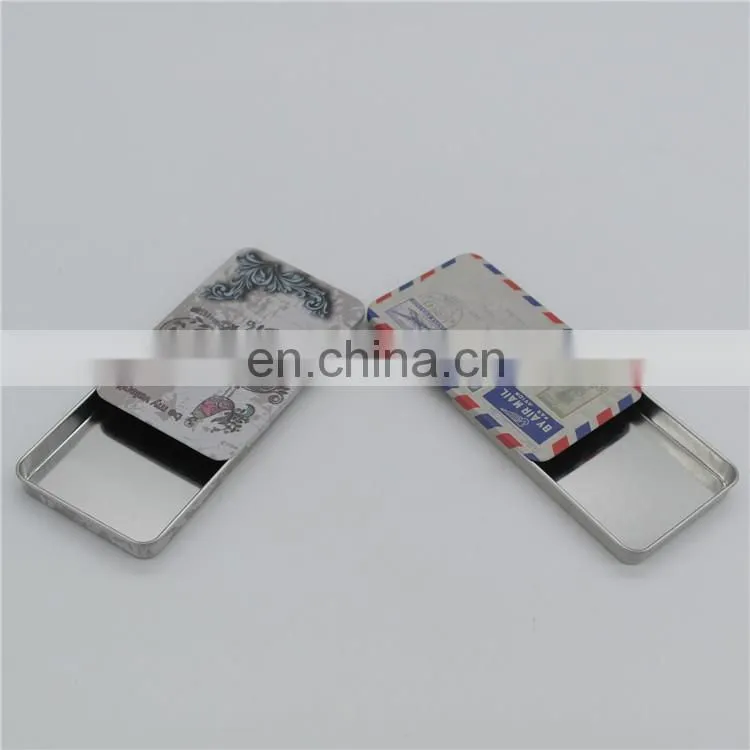 Small metal candy tin boxes with slide lid chewing tin boxes