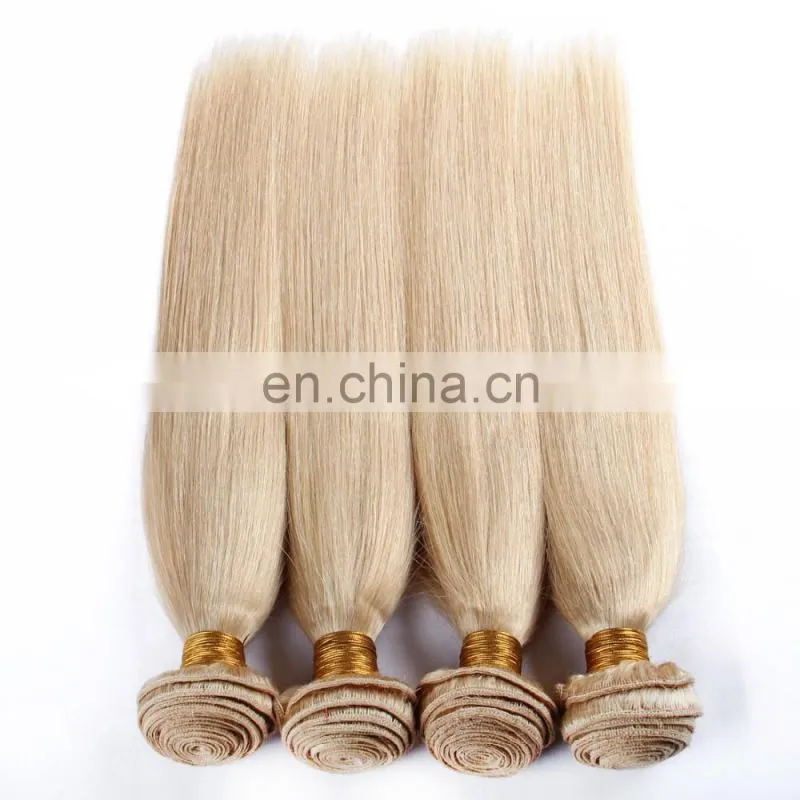 8A Silky Honey Blonde Brazilian Straight Hair 613 Remy Weave Bundles Human Hair