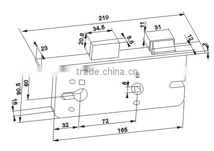 TRUST 72X60mm High Security Mortise Lock body with Euro Profile Cylinder hole