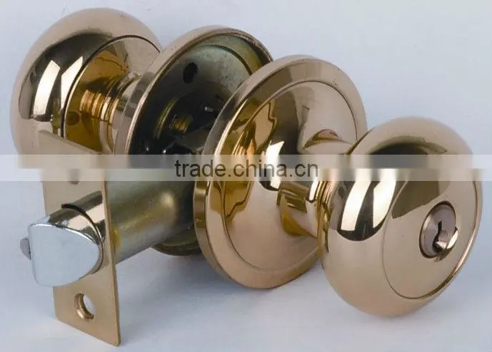 6361PB-ET:Trust ANSI Grade 3 Tubular Brass Knob lock with brass cylinder