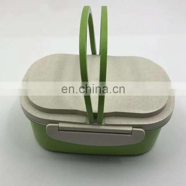 Promotional Wholesale Bamboo Straw Fiber Wheat Warm Stack Customize Lunch Bento Box