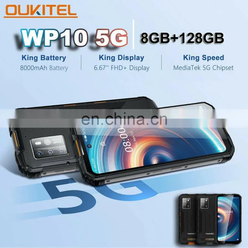 Hot Selling Global Version 6.67" FHD+ 8GB +128GB 48MP Quad Camera 8000mAh Rugged Phone OUKITEL WP10 5G mobile phones
