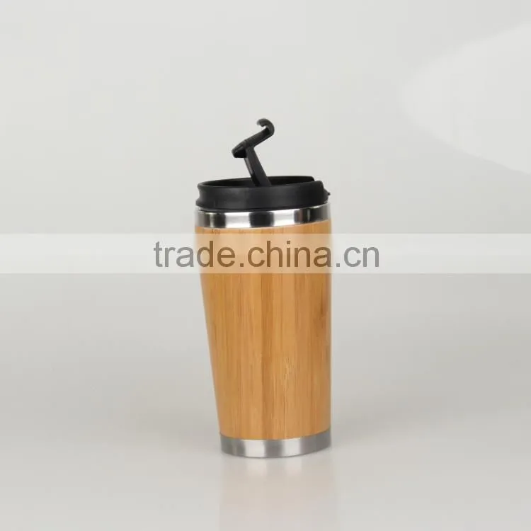 Made in China Mlife wholesale high quality mini 350ml double wall stainless steel vacuum bamboo flask, bamboo tea travel mug
