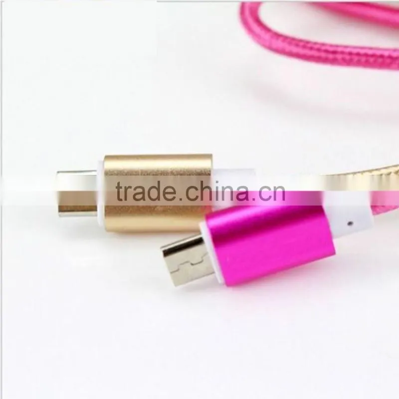 2016 New Hot Sale Braided 1M Usb Date Cable 2 In 1 Usb Cable