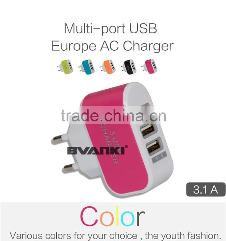 Sales Promotion !!! china supplier multi port usb chargers Travel Wall Charger US EU UK AU Plug 5V 3.1A 3 Port USB Charger