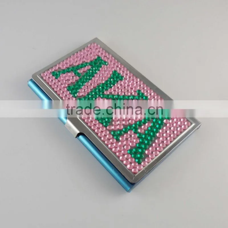 Rhinestone Business Card Holder Case Metal ZETA PHI BETA Business Card Holder Case