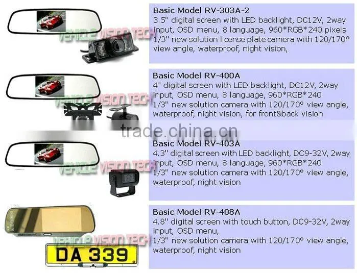 RV-303A camera rear view system with 3.5" digital screen monitor&night vision camera