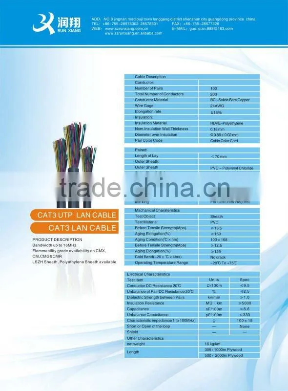 lan cable UTP cat3 L3.IN-UTP2-24-PVC