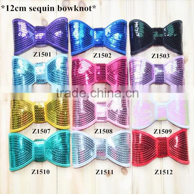 hot pink shiny bow -baby hair flower clips headband hair accessory bows -handmade sequin fabric bowknot in 32 colors