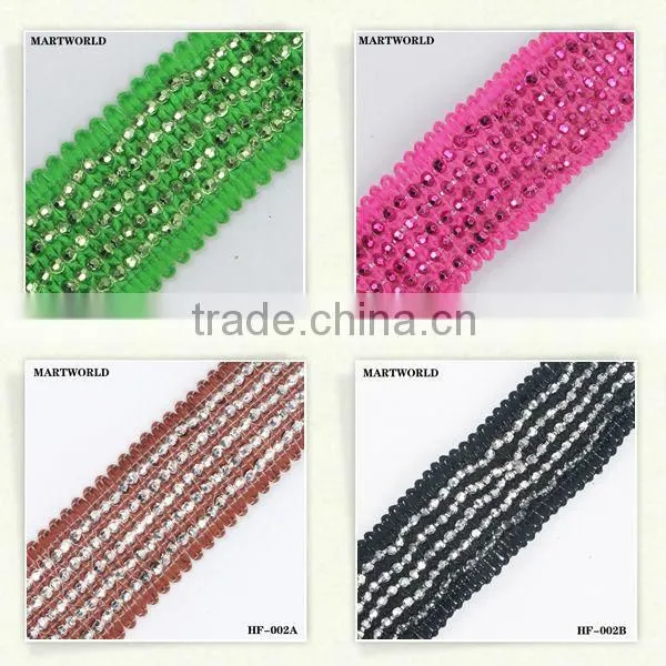 fashion lace embroidered sequins french lace fabric(HF-013)