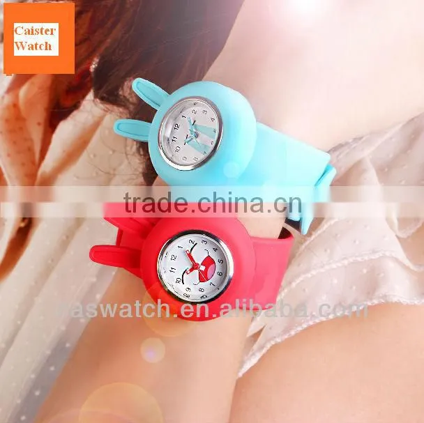Fashion cute rabbit shaped silicone slap watch
