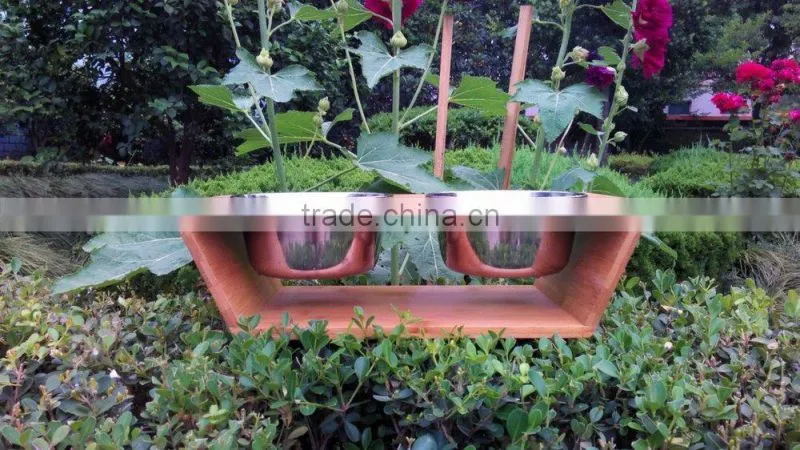 Bamboo Pet Feeder With Two Bowls