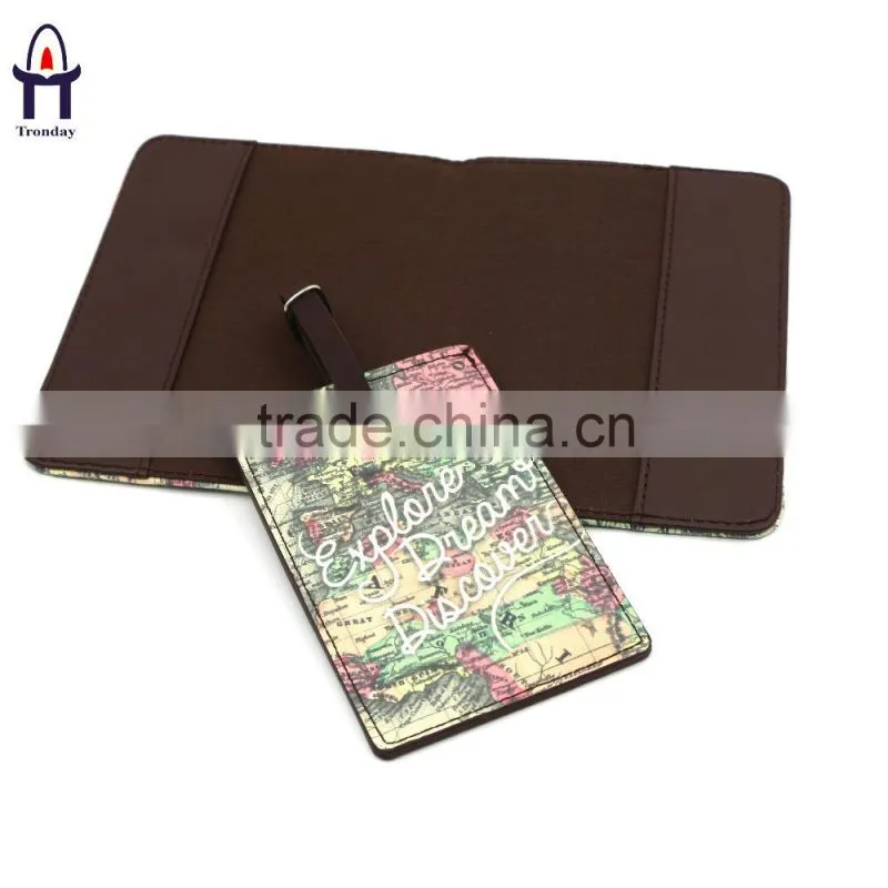 World map printing fashionable PU luggage tag