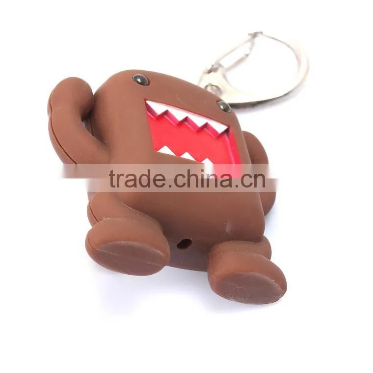 Promotional Cartoon character LED light flash keychain with sound