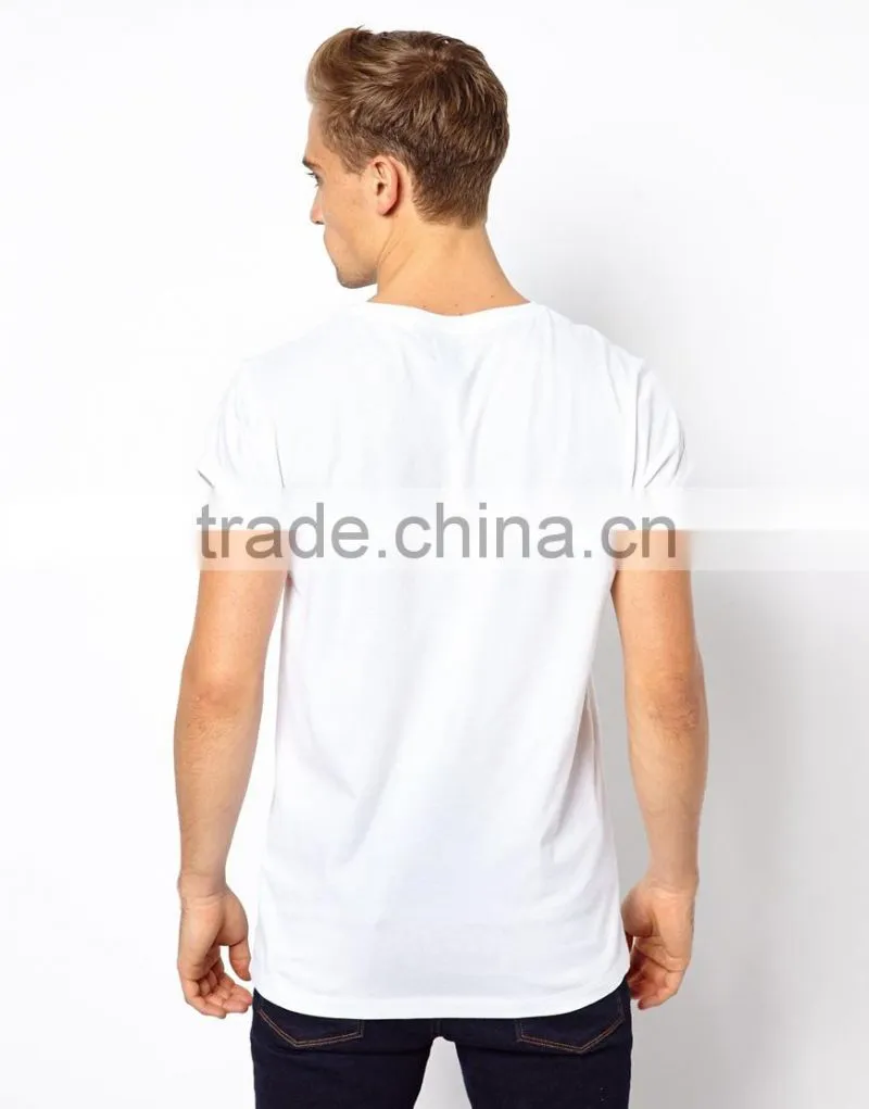 Man's T-Shirt With Glossy LA Print And Roll Sleeve Bangladesh Factory