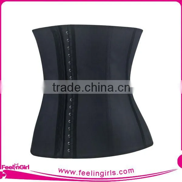 Plus size black steel boning underbust latex corset waist training factory price