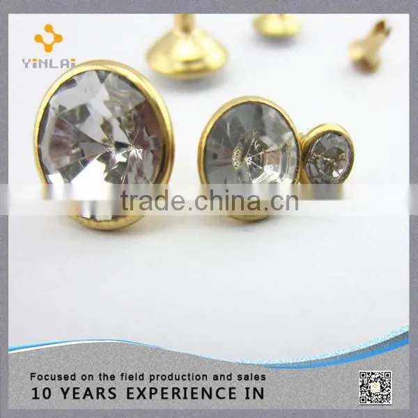 Gold Clear Crystal Rivet For Garment ,Splitted End Rivet