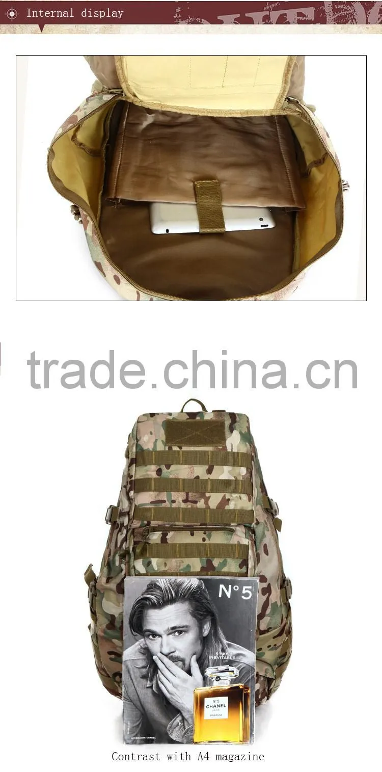 wholesale China canvas backpack large capacity outdoor military camouflage backpack