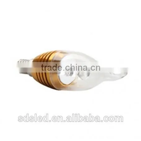 LED Candle bulb Golden 300LM high power Cool White e14 3w led candle light bulb