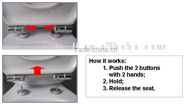 UF WC toilet seat cover with soft close and two push button quick release for the bathroom made in China