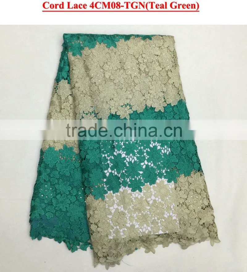 Pretty chemical lace embroidery fabric rhinestoes guipure lace fabric guipure lace for wedding