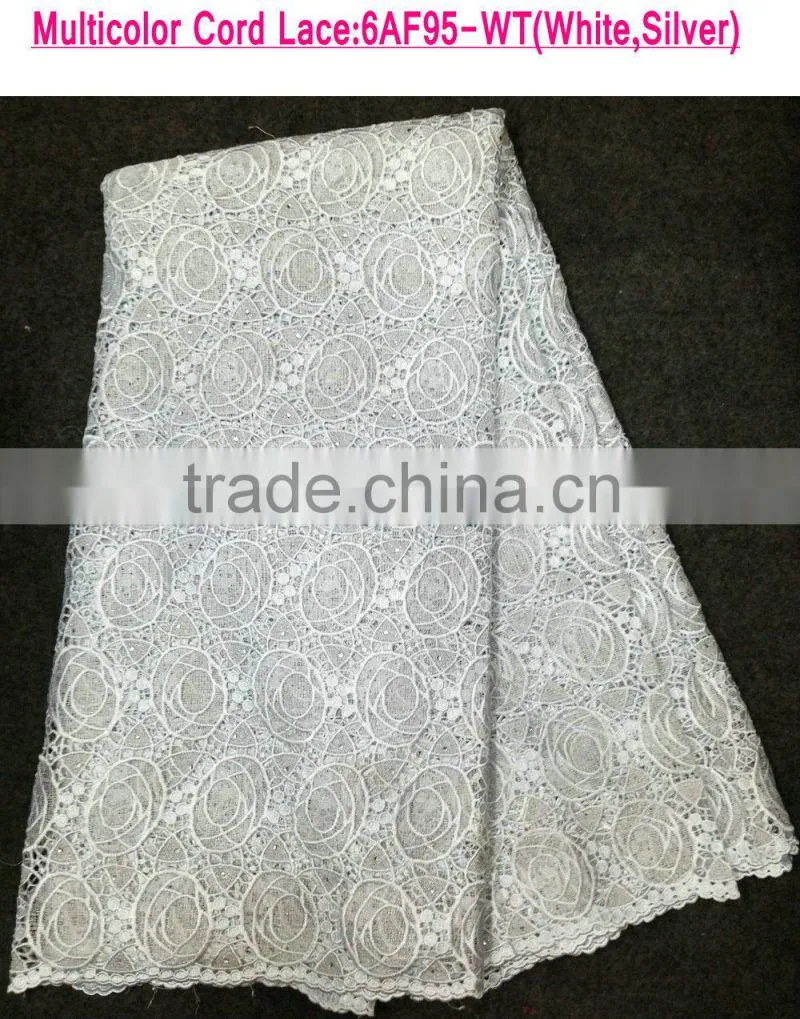 Latest cord lace popular african lady suit fabric beaded lace for evening dress