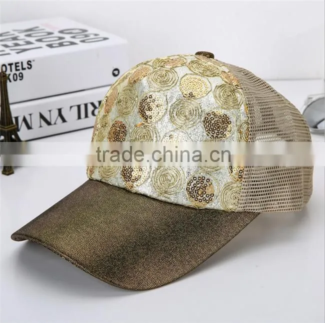 hot selling fashion sparkle bling sequin baseball cap hard hat