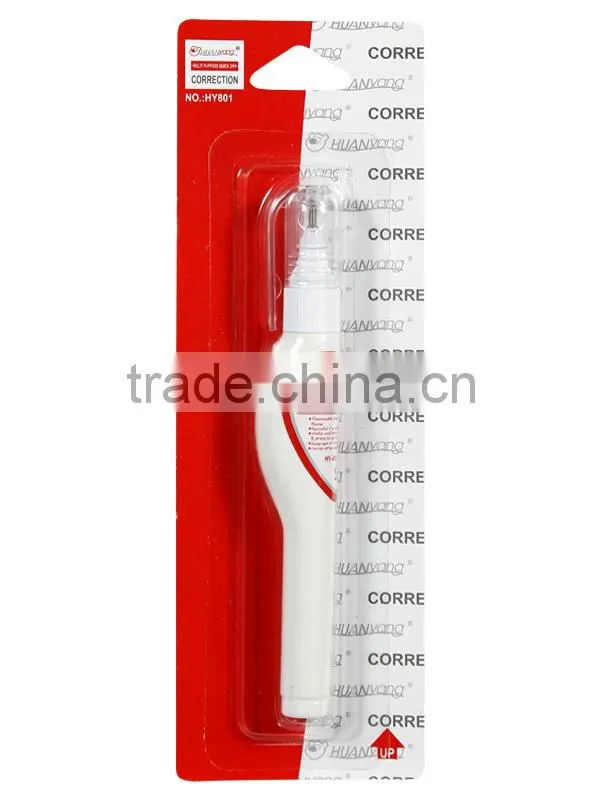 High quality shake N squeeze metal tip correction pen in blister card (HY-611) liquid corrector white 7ml