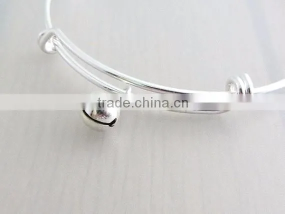 Custom adjustable Silver Bell Charm Bangle Bracelet