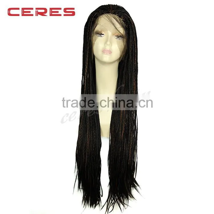 lace front box braid wig synthetic African braided wig for black women