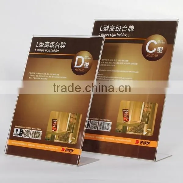 Advanced Acrylic L Shape Sign Holder For Hotels