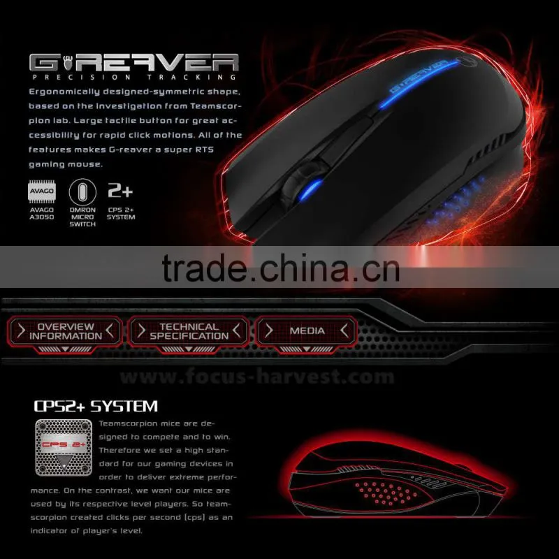 Team Scorpion G-Reaver R2 Ergonomics 200DPI RTS Gaming Mouse Mice