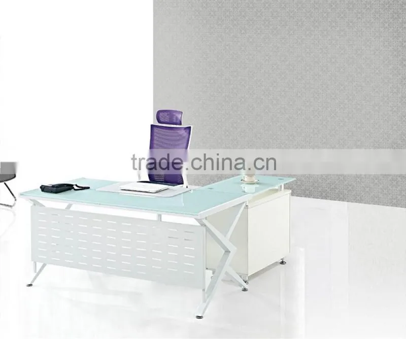 Factory direct hot sale modern glass top office table photos design PT-D0503