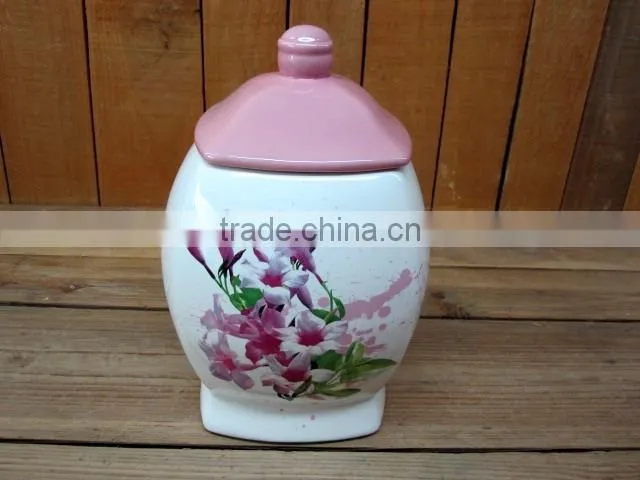 Factory Directly Ceramic Morning Glory Decal Biscuit Canister