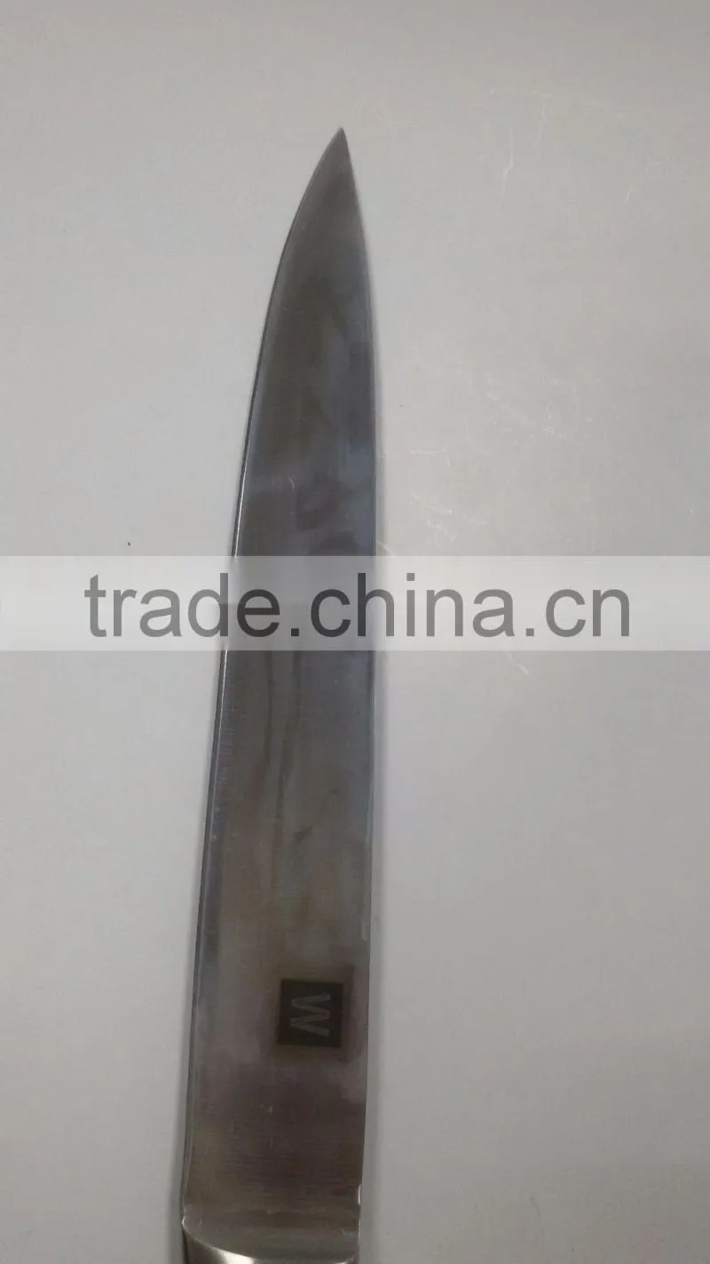 Colour wooden handle 5 piece set containing chopper frozen meat knife
