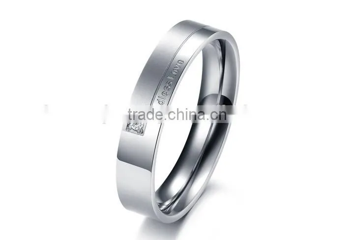 KSTONE new products 2015 316l stainless steel couple diamond engagement ring, wedding ring couple gemstone ring