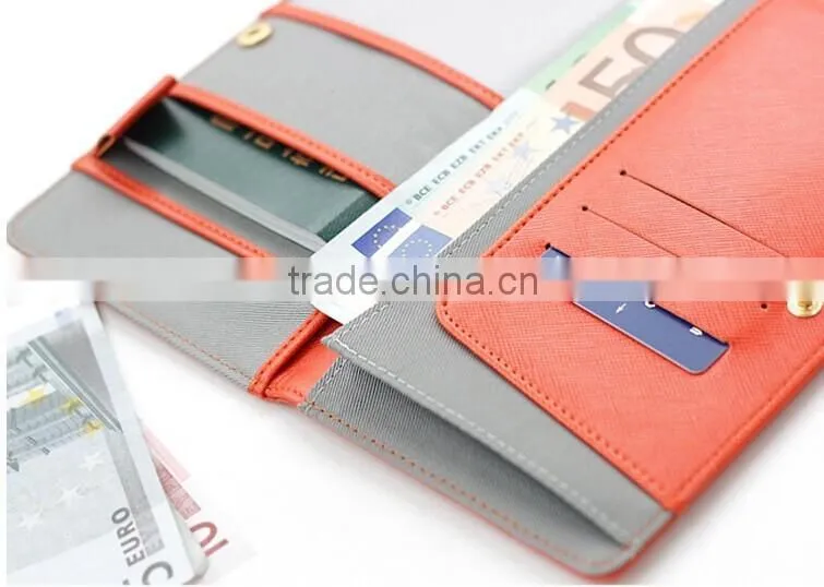Delicate passport holder with multi-function pocket,leather passport cover with button closed,Beautifully made travel wallet