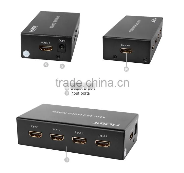 LINK-MI LM-MX03 HDMI 1.3 HDCP 2.0 High Definition Audio Video Mini HDMI Matrix 4x2