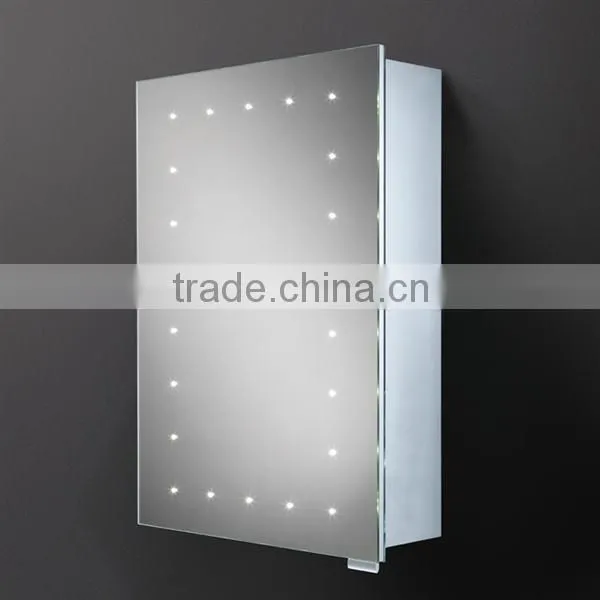 Wall-mounted LED mirror cabinet with soft close door