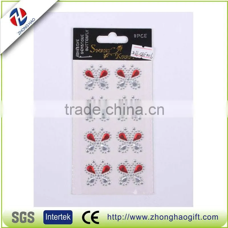 Crystal Self Adhesive Rhinestone Butterfly Sticker for Hobby